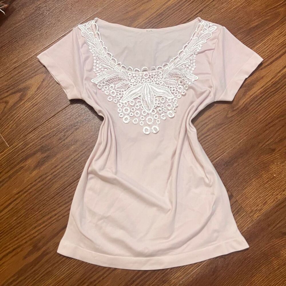 Revolve Women's Pink and Cream Blouse
